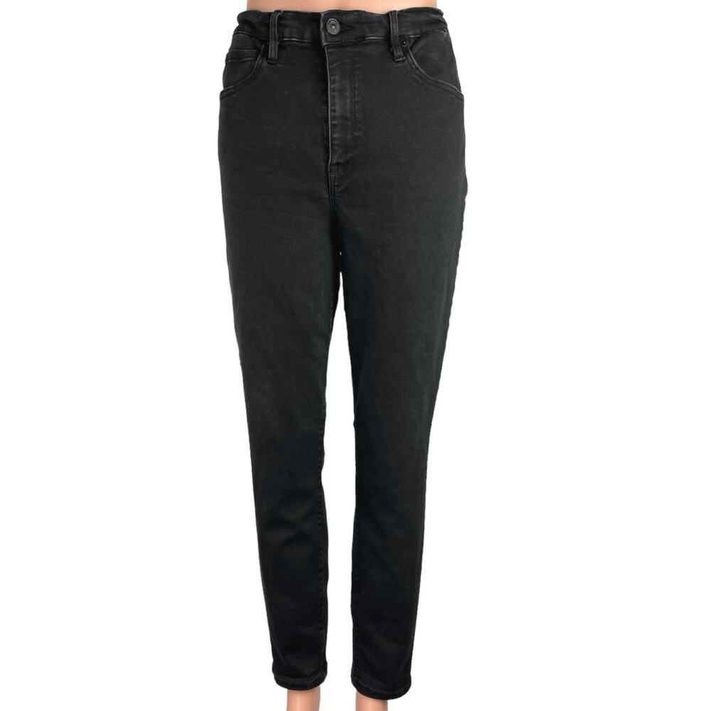 Nicole Miller Women's Denim Black Solid High Rise Stretch Slim Leg Jeans Size 14